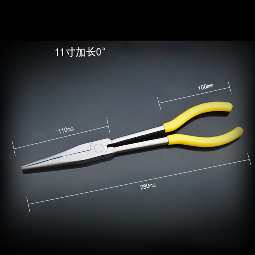 280mm Extra larga pinzas alicate de punta doblada herramientas de reparación manual O en forma de punta de RepairingTool 0/25/45/90 grado curva alicates: 11 inches 0 degrees