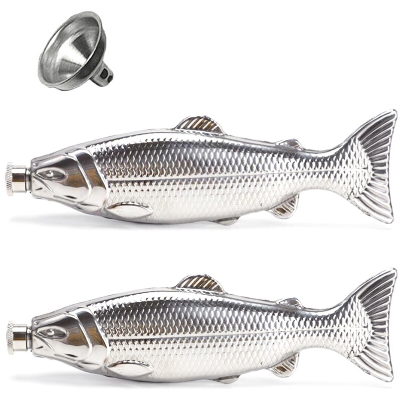 Fish-Shape Hip Flask 5Oz Bottle Mini Pocket Flask Stainless Steel Party Drinkware for Outdoor