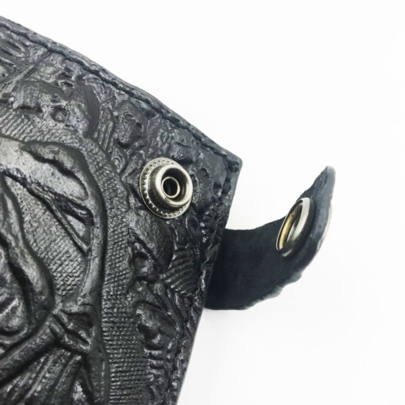 Vintage Embossed Leather Men Wallet Boys Rock Pink Devil Skull Head Short Purse Biker Snap Hasp Clutch Wallets Card Holder