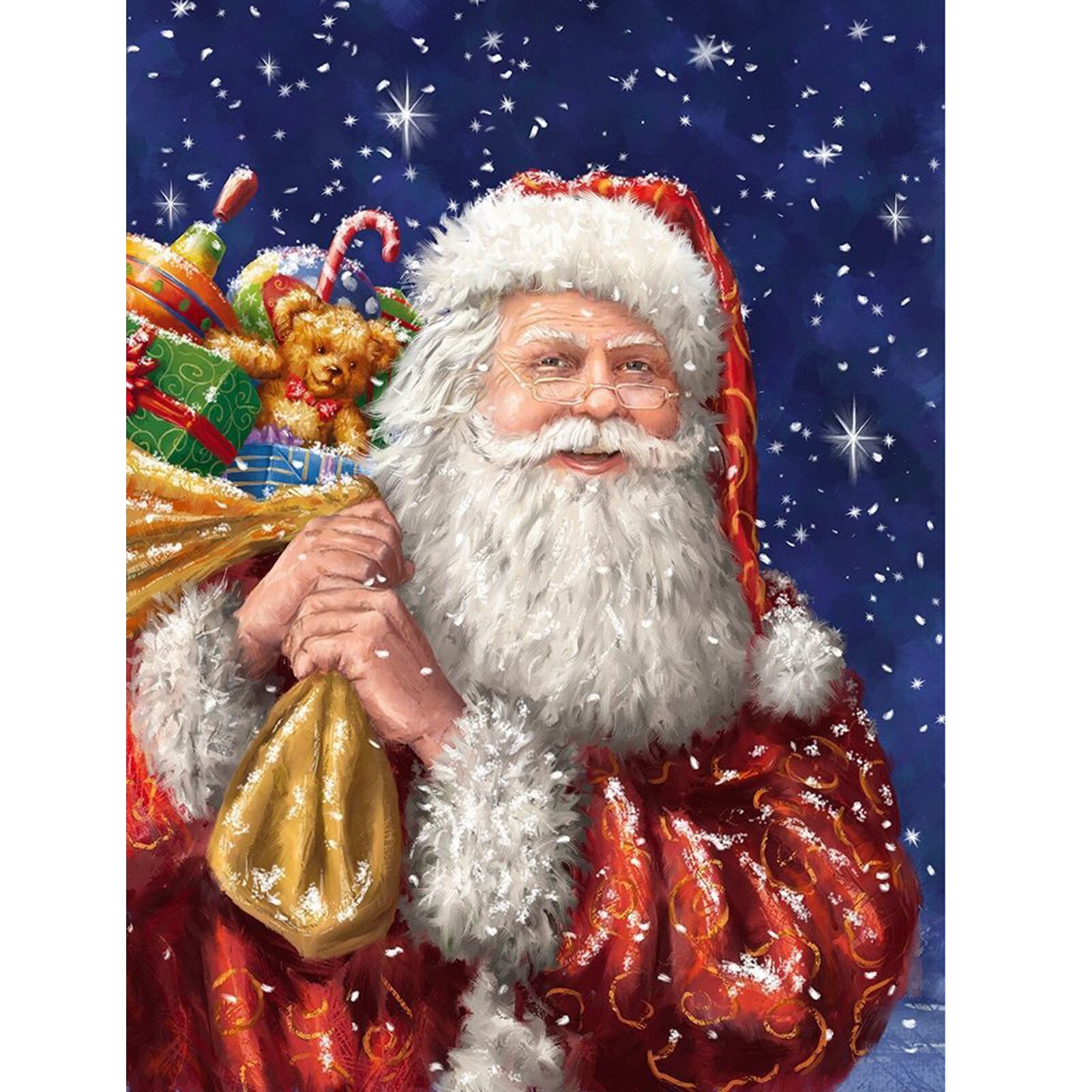 7PCS Christmas Diamond Painting Kits 5D Santa Claus Paint Full Drill Square Rhinestone Crystal Diamond Art Wall Home Decor