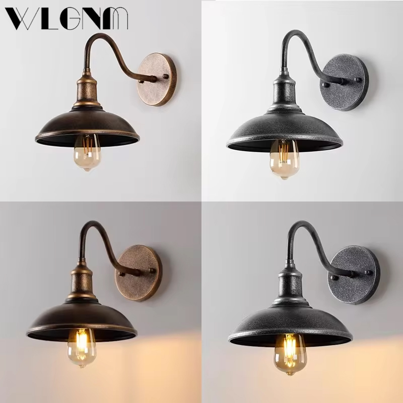 Vintage vandtæt væglampe udendørs lampe til altandørsdørsdørsdørsgårdsplads korridor have industriel  e27 væglamper belysningsarmatur