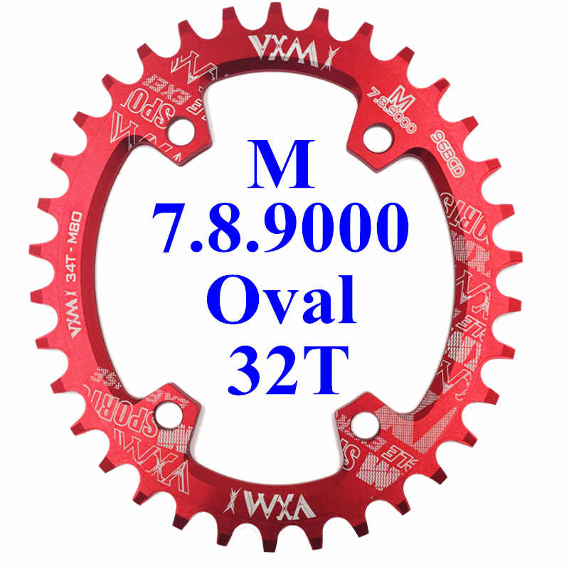 VXM, 32T, 34T, 36T, 38T, 96BCD, plato ovalado de aleación de aluminio, cadena de cadena para bicicleta de carretera, anillo para M7000 M8000 M9000: Oval 32T Red