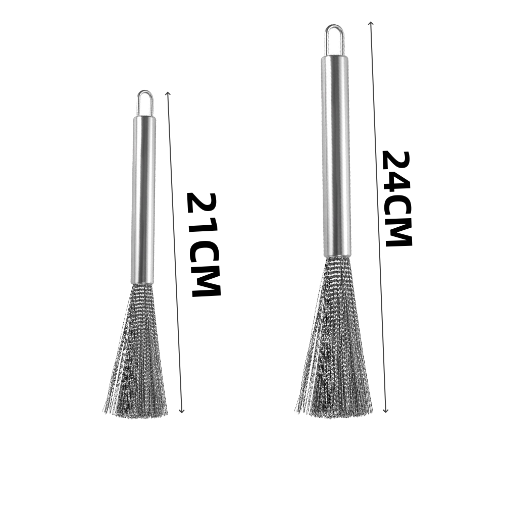 Brosse à Pot en acier inoxydable, brosse de nettoyage multifonctionnelle à Long manche, lavage suspendu pour évier de cuisine, outils d'épurateur, 1-2 pièces