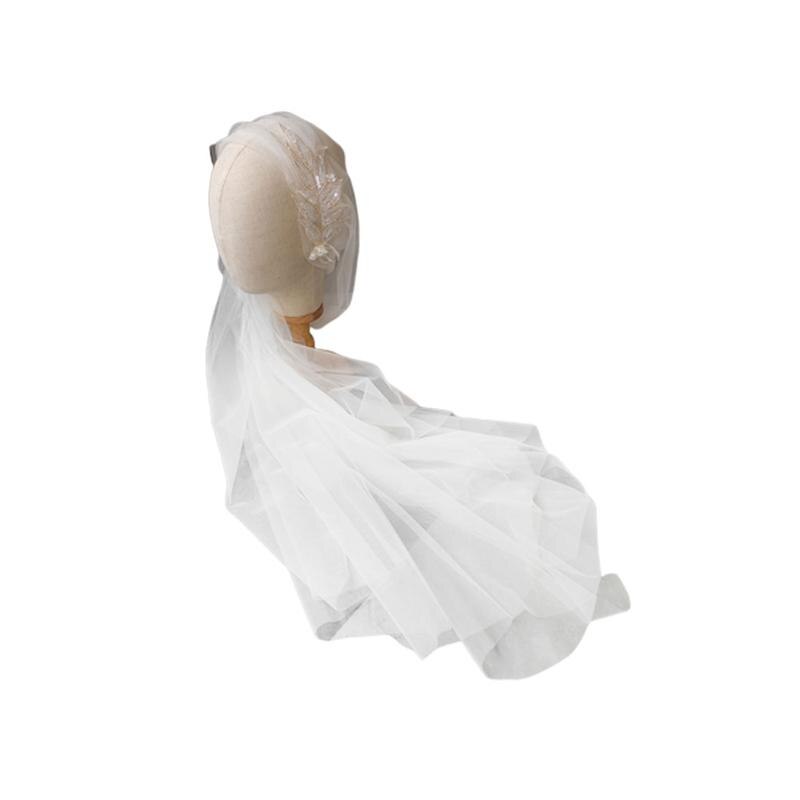 Coiffe à la main blanc mantille Sequin voile mariage voile cheveux accessoires chapeaux pour mariage femmes mariée