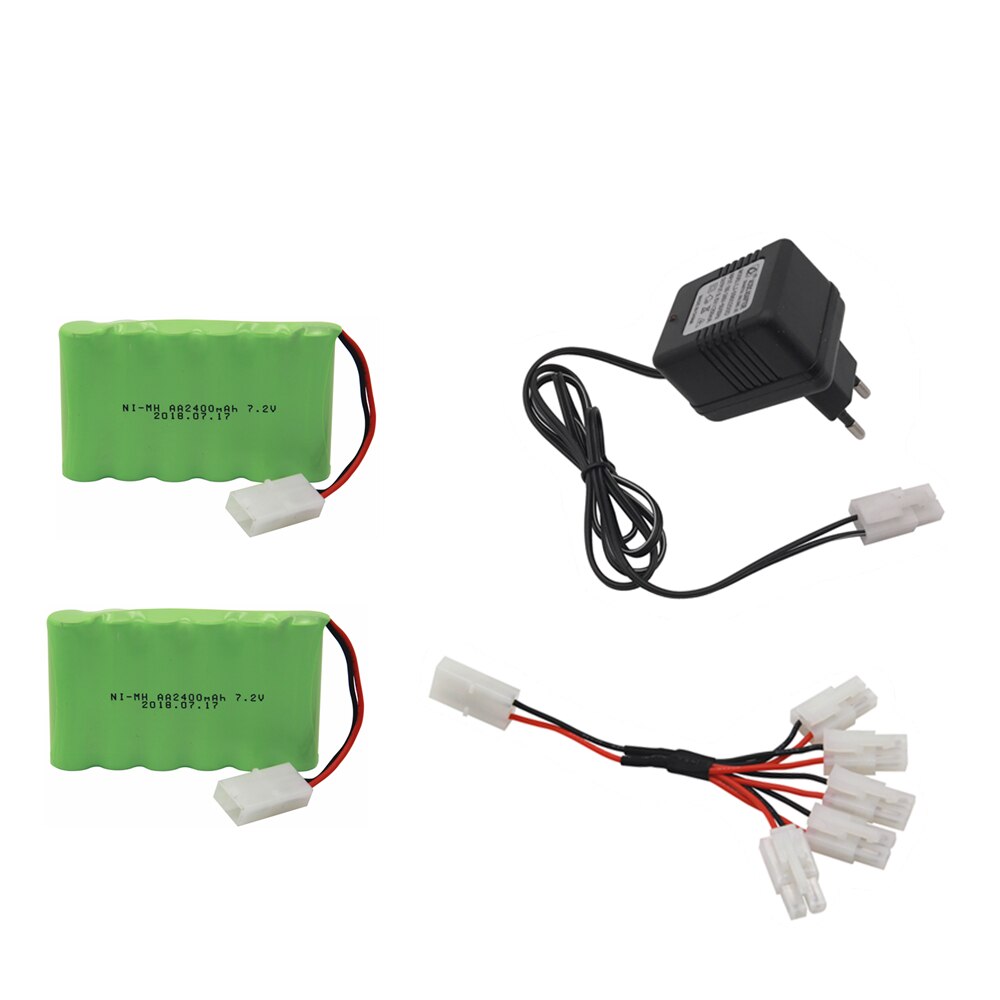 7.2v 2400 mah aa ni-mh batteri tamiya med oplader høj kapacitet elektrisk legetøj batteri fjernbetjent bilskib robot genopladelig 7.2 v: 2 stk eu