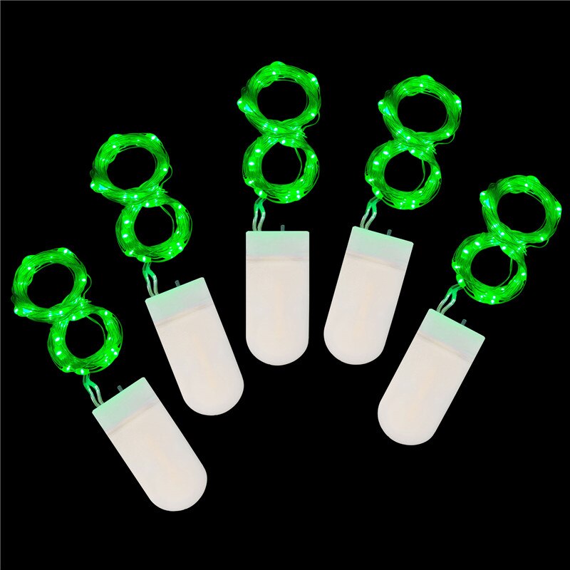 Guirnalda de luces LED de alambre de cobre para decoración de Navidad, guirnalda de luces de hadas para vacaciones, árbol, de boda, Navidad, , 10 Uds., 5 uds.: Green / 5pcs 1m 10leds