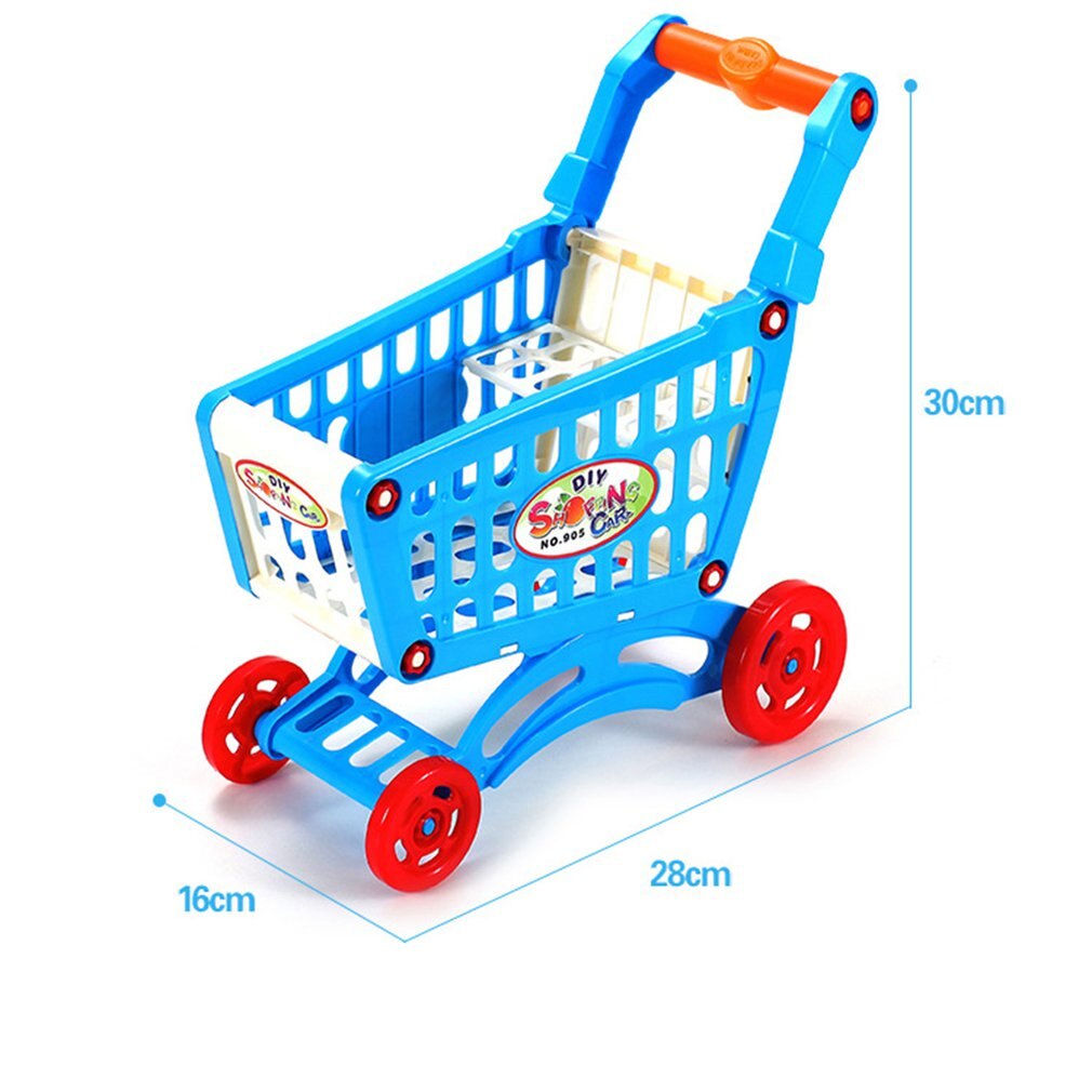 Simulation Supermarket Shopping Cart Pretend Play Toy Mini Plastic Trolley Play Toy for Children Play Role in Pretend Game