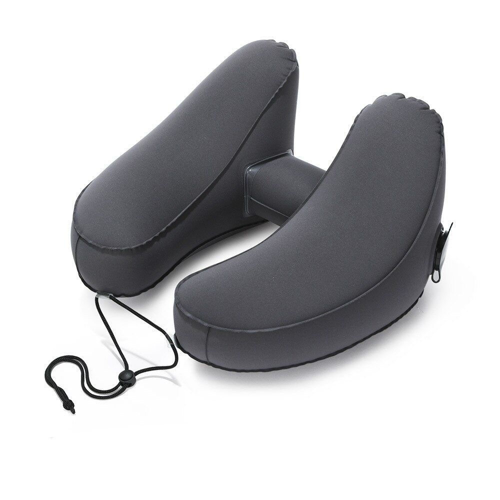 Russian Warehouse H Shape Inflatable Travel Pillow Air Cushion Folding Lightweight Nap Neck Pillow Car Airplane Sleeping Cushion: Gray TPU