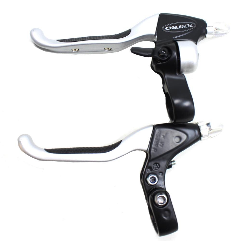 TEKTRO – ensemble de leviers de frein de vélo de route et vtt, argenté et noir, 2 doigts gauche et droit, avec sonnette, convient aux pièces de poignée de 22.2mm, CL530: Black and Silver