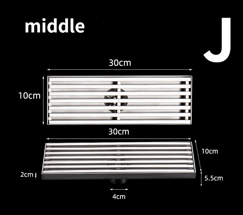304 Stainless steel rectangular floor drain grate shower grill drain floor waste grate: J