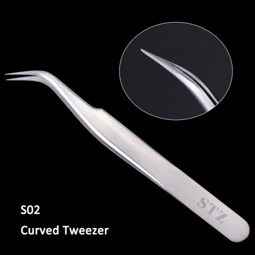 STZ 1pcs Rvs Wimper Extension Pincet Rechte Gebogen Curler Voor Wimper-valse Clip Makeup Nail Art Gereedschap s01-05: S02