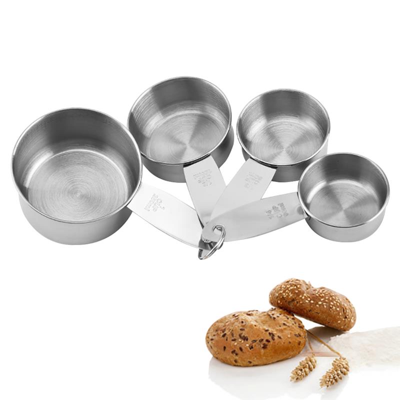 4Pcs Maatbekers En Maatlepel Scoop Rvs Handvat Keuken Meten Maatbekers En Lepels Set: Default Title