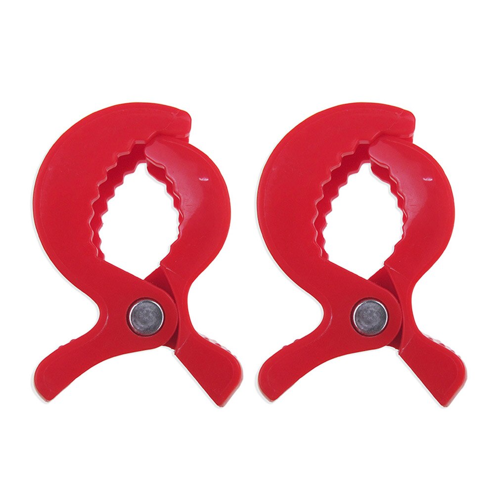 Pinza de cocodrilo para cochecito de bebé, 2 uds., Clip portátil para cochecito, gancho para asiento de coche de bebé, Clips, accesorios de cochecito de bebé: Rojo