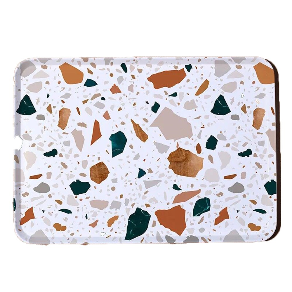 Tea Breakfast Bread Snack Storage Trays Plastic Dessert Serving Square Accessories Cosmetics Dish: White 37.5x26.5x2cm