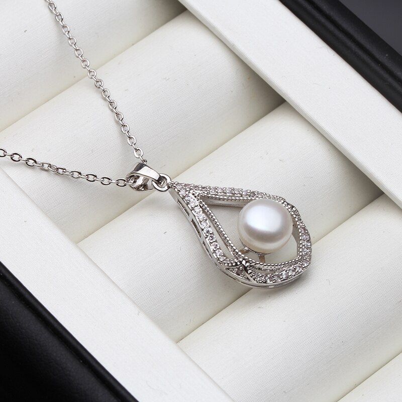 Collier de perles d'eau douce pour femmes, pendentif en argent Sterling 925,: white pearl pendant