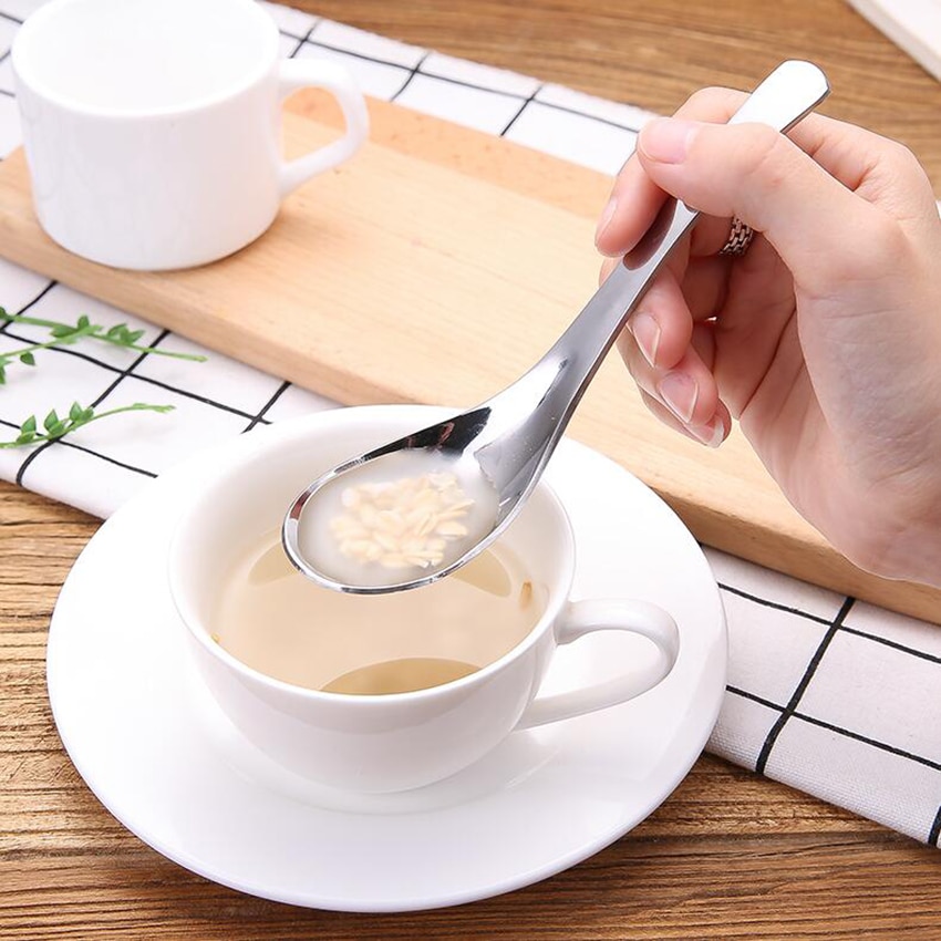 Stainless steel Chinese Spoons Round Bottom Count Spoons Thick Kid's Spoon Rice Spoon Deepened Sliver Dessert Tea Coffee Spoon