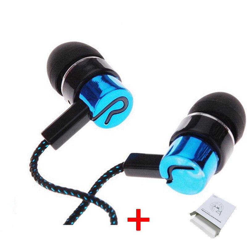 3.5mm in-ear earphones bass LR sport earphone headset stereo for Iphone 6 6s 7 ipad mini mp4 samsung xiaomi huawei: blue With m Box