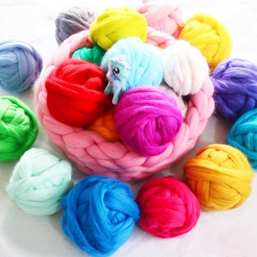 Imzay 3.53Oz Wol Roving Garen, 100% Zuivere Wol, Chunky Garen, spinning Wol Roving Voor Naaldvilten Nat Vilten Diy (Bruin)