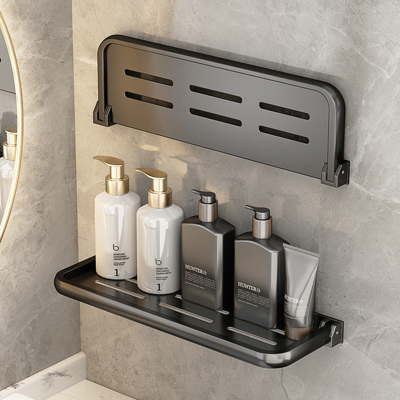 Estantería de aluminio para baño, estante de almacenamiento de desagüe de ducha, estantes de pared de cocina, estante de, sin Taladro