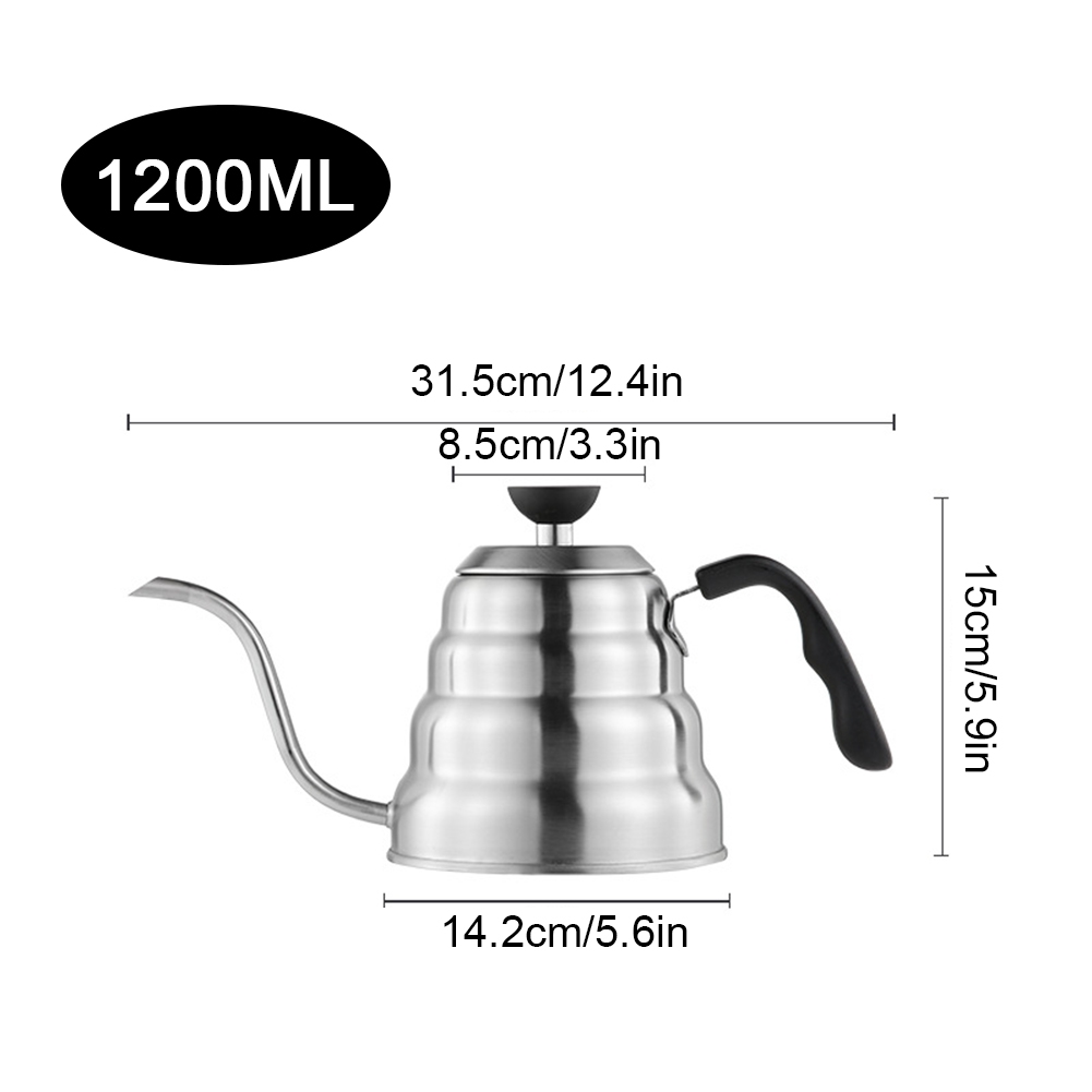 1PC café ollas de acero máquinas de café inteligente gotero As major Coffee eléctricas tetera con cuello de cisne de reemplazo: Grey 1200ML