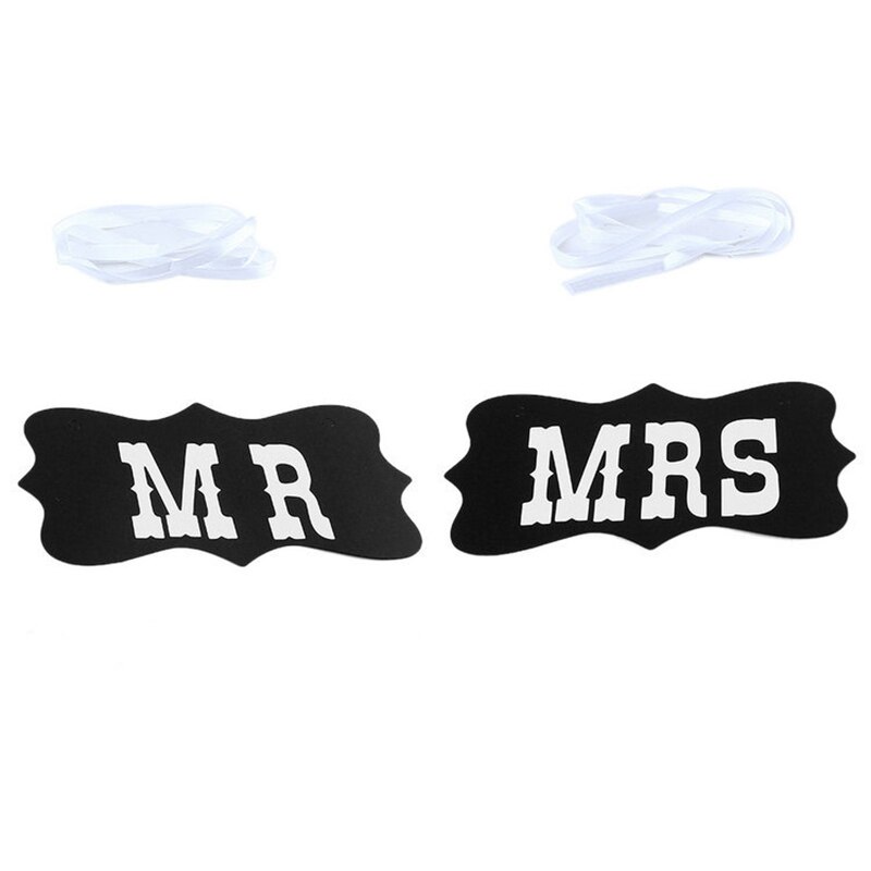 1set Black Mr Mrs Paper Board+Ribbon Sign Photo Booth Props Wedding Decoration Party Favor Photocall For Weddings