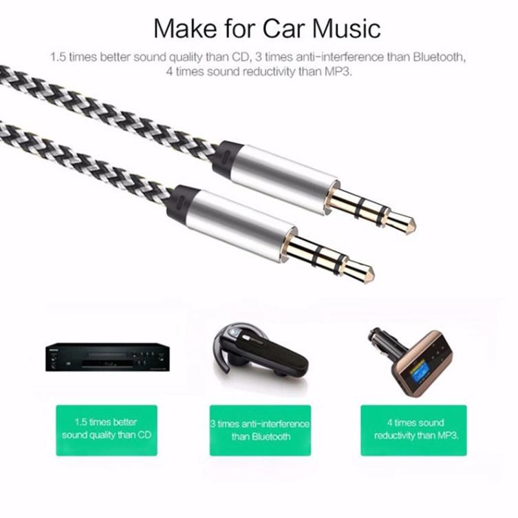 1m Nylon radio Aux Kabel 3.5mm naar 3.5mm Audio Kabel Male naar Male Car Aux Koord voor iphone Samsung xiaomi huawei