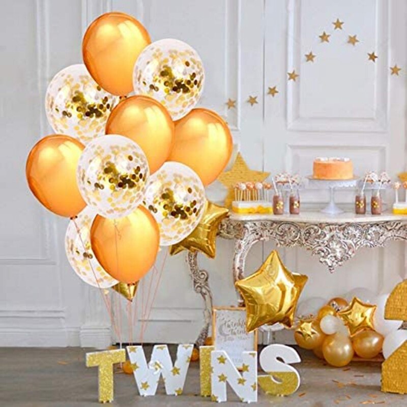 Happy Birthday Letters Five-Pointed Star Aluminum Film Sequins Balloon Set Combination Birthday: Gold