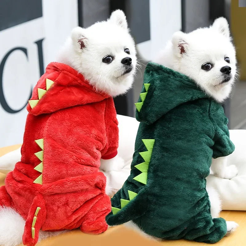 Dinosaurier-Hundekleidung, Vlies, Haustier-Overall, Winter, warm, Hundemantel, Jacke für Hunde, Hoodies, Chihuahua, französische Bulldogge
