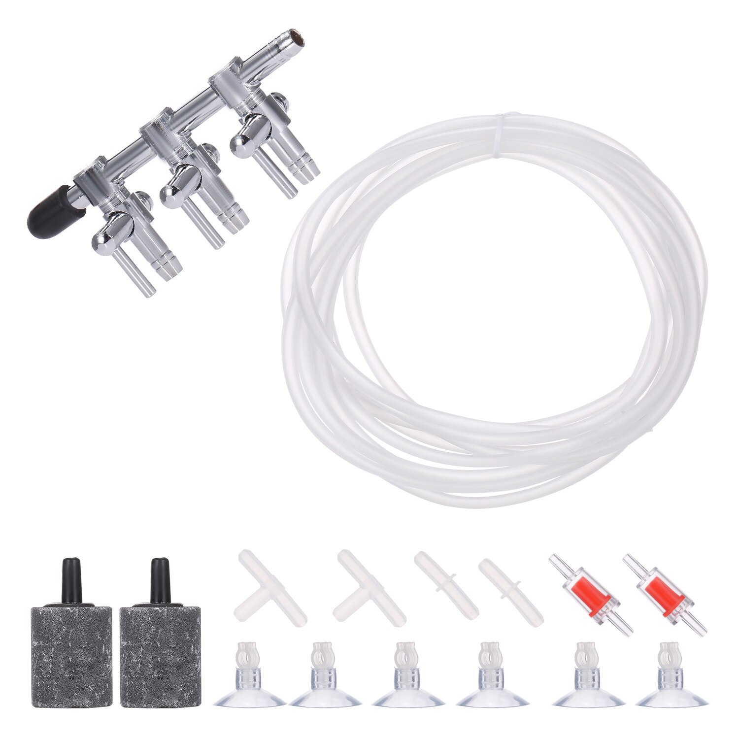 Aquarium Luchtpomp Accessoires Set Buis Aquarium Luchtpomp Accessoires 3-Way Air Distributeurs Zuignappen Connectors: Default Title