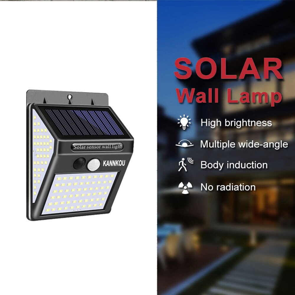 KANNKOU Solar Lights Outdoor 2/4/6PC 150LED PIR Motion Sensor IP65 Waterproof Outdoor LED Wall Light