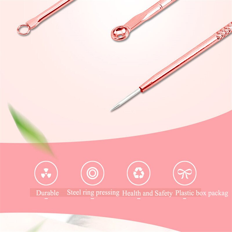 4Pc/Set Stainless Steel Blackhead Removal Kit Acne Blemish Pimple Extractor Remover Needles Cosmetic Face Cleaning Tool