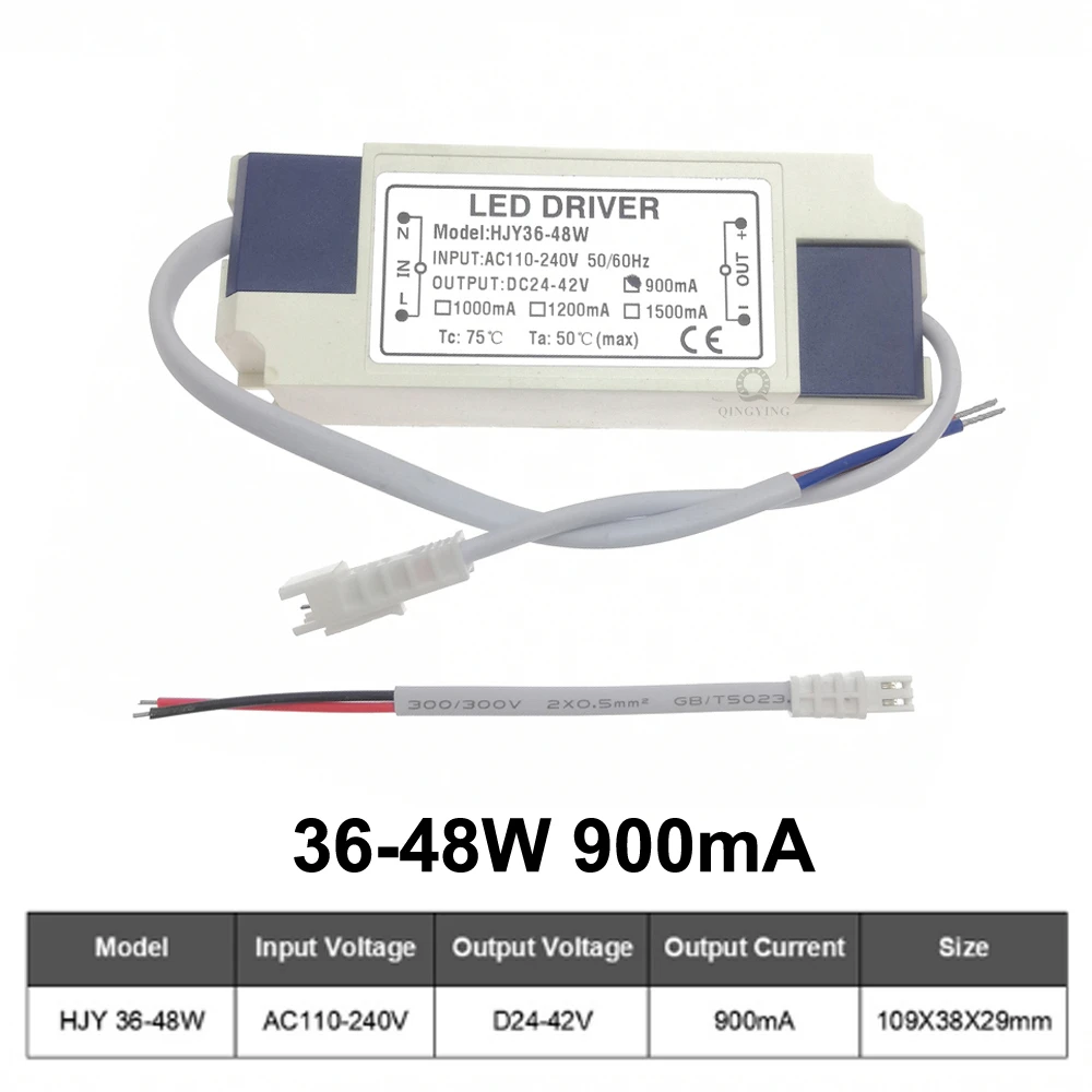 110V 220V 36W 40W 45W 48W LED Driver DC24-42V 900mA 1000mA 1200mA 1500mA Flicker Free Power Supply External Lighting Transformer: Beige / 9A