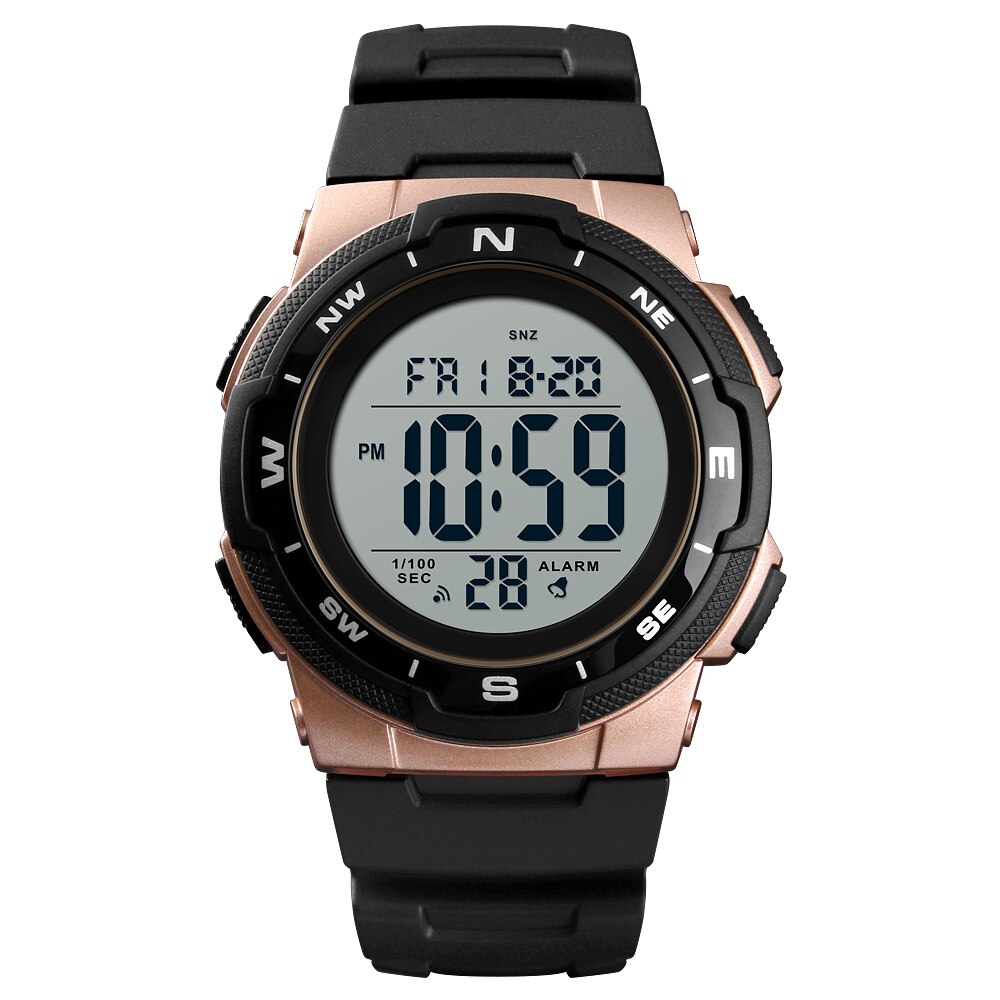 SKMEI 1423 Outdoor Sport Horloge Luxe Multifunctionele Stop Horloge Dual Tijd 5Bar Waterdicht Horloge Man Digitale Horloge: ROSE GOLD