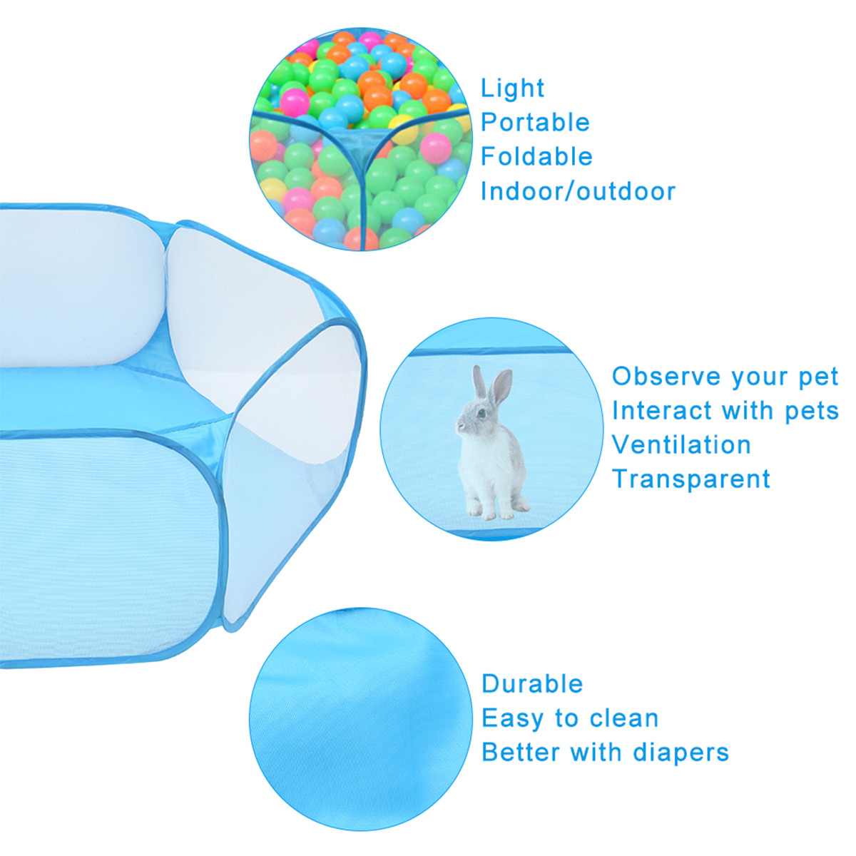 Tenda portatile per gabbia per cani e gatti, recinzione pieghevole per criceto, riccio, piccoli animali, cucciolo di gatto, coniglio, porcellino d'India