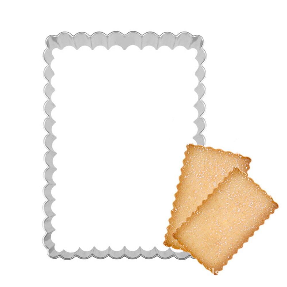 1Pcs Zandkoekjes Cookie Cutter Rvs Rechthoekige Kant Biscuit Mould Mold Bepalen vorm Bakken & Gebak Gereedschap