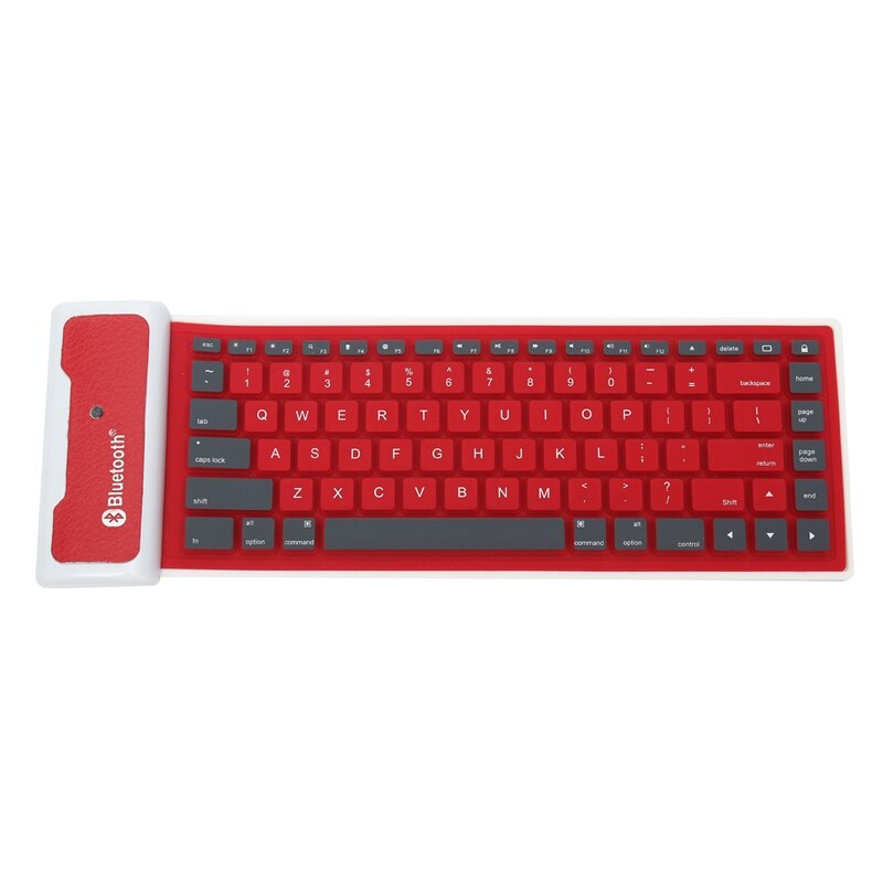 Portable Bluetooth Wireless Soft Silicone Keyboard for Laptop for IPad Smart Phone Keyboard Foldable Waterproof Universal: Red