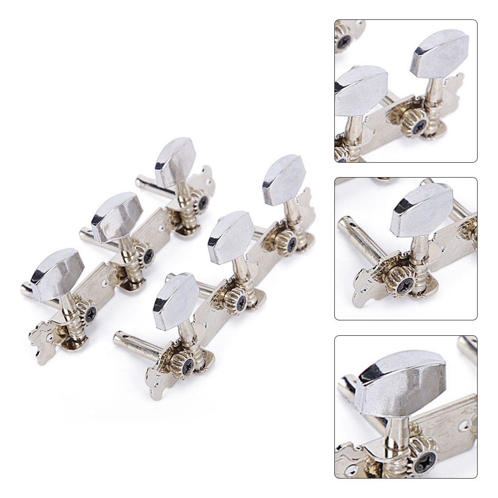 JEString Tuning Pegs Tuners for Acoustic, Folk JEMachine Heads, Chrome Part, 3R + 3L, Replacement Parts, 6Pcs