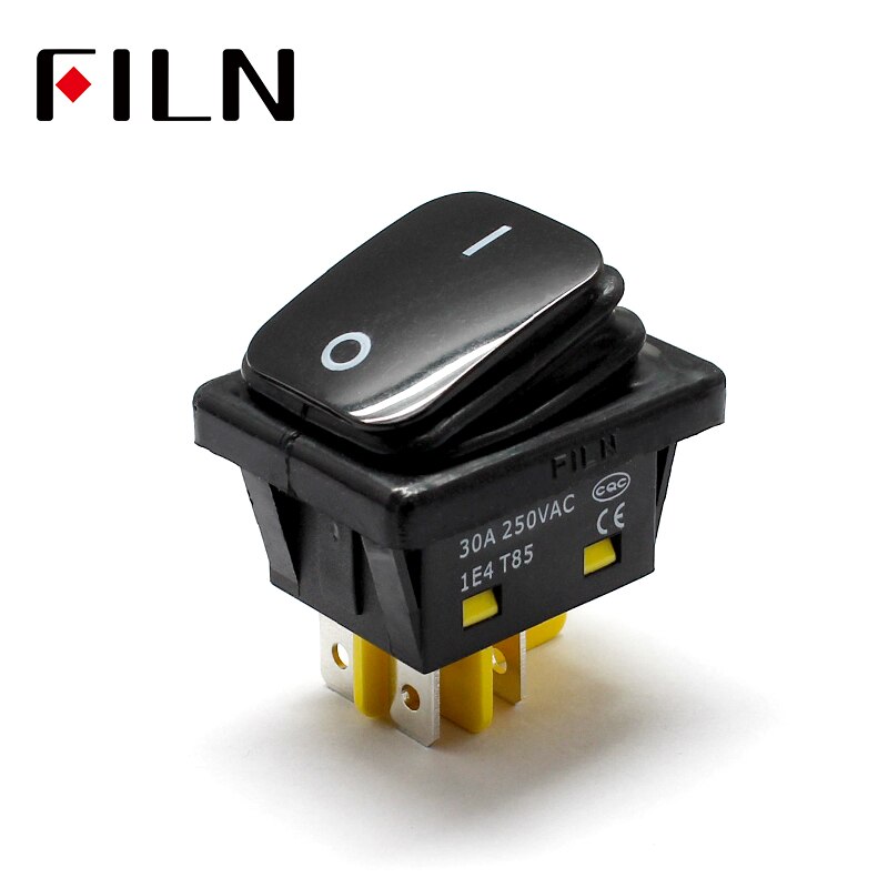 on off 30A/250V heavy duty 4 pin DPST IP67 Sealed Waterproof t85 Auto Boat Marine Rocker Switch Black no LED
