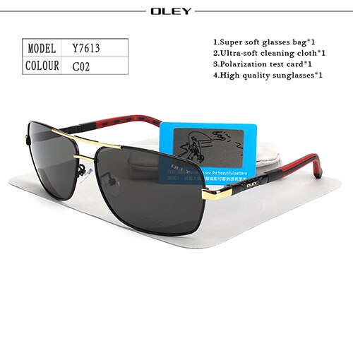 OLEY Polarisierte Sonnenbrille Männer Neue Augen Schützen Sonnenbrille Mit Zubehör Unisex fahren brille oculos de sol: Y7613 C2