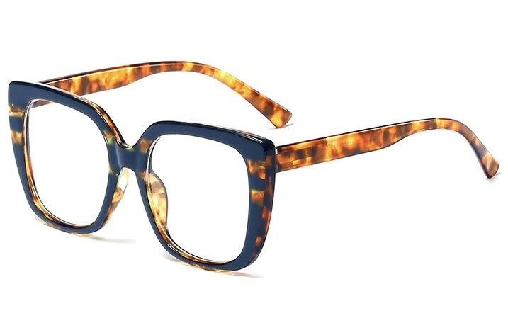 45759 Donker Groene Strepen Brilmonturen Mannen Vrouwen Big Frame Retro Leopard Optische Mode Computer Bril: C5 blue leopard