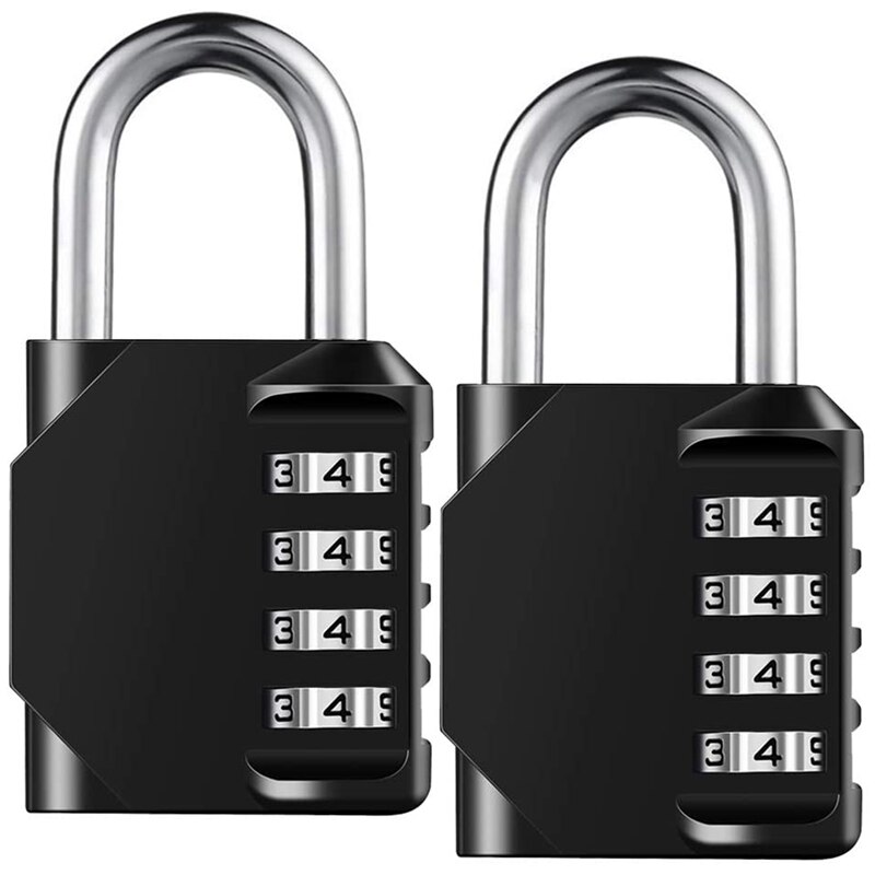 Combinatie Lock Resettable 4-Digit Hangslot Met Combinatie, Waterdicht En Zware Combinatie Hangslot 2 Pack: Default Title