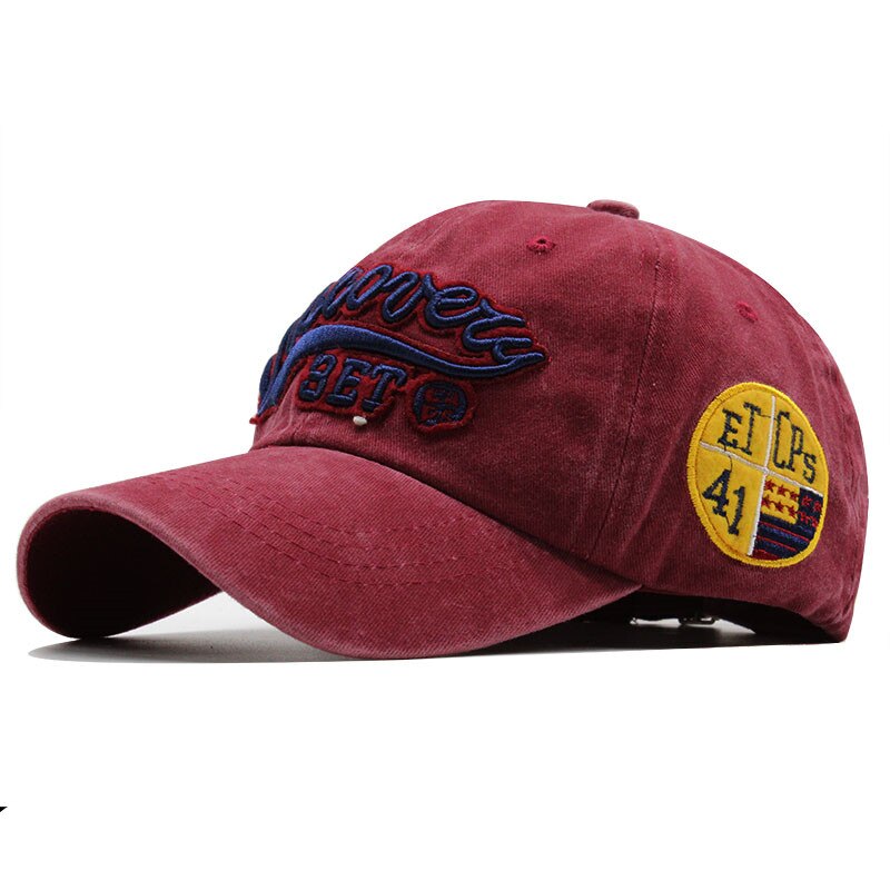 100% Gewassen Denim Baseball Cap Snapback Hoeden Herfst Zomer Hoed Voor Mannen Vrouwen Caps Pet Hoeden Brief Borduurwerk Gorras: Wine red