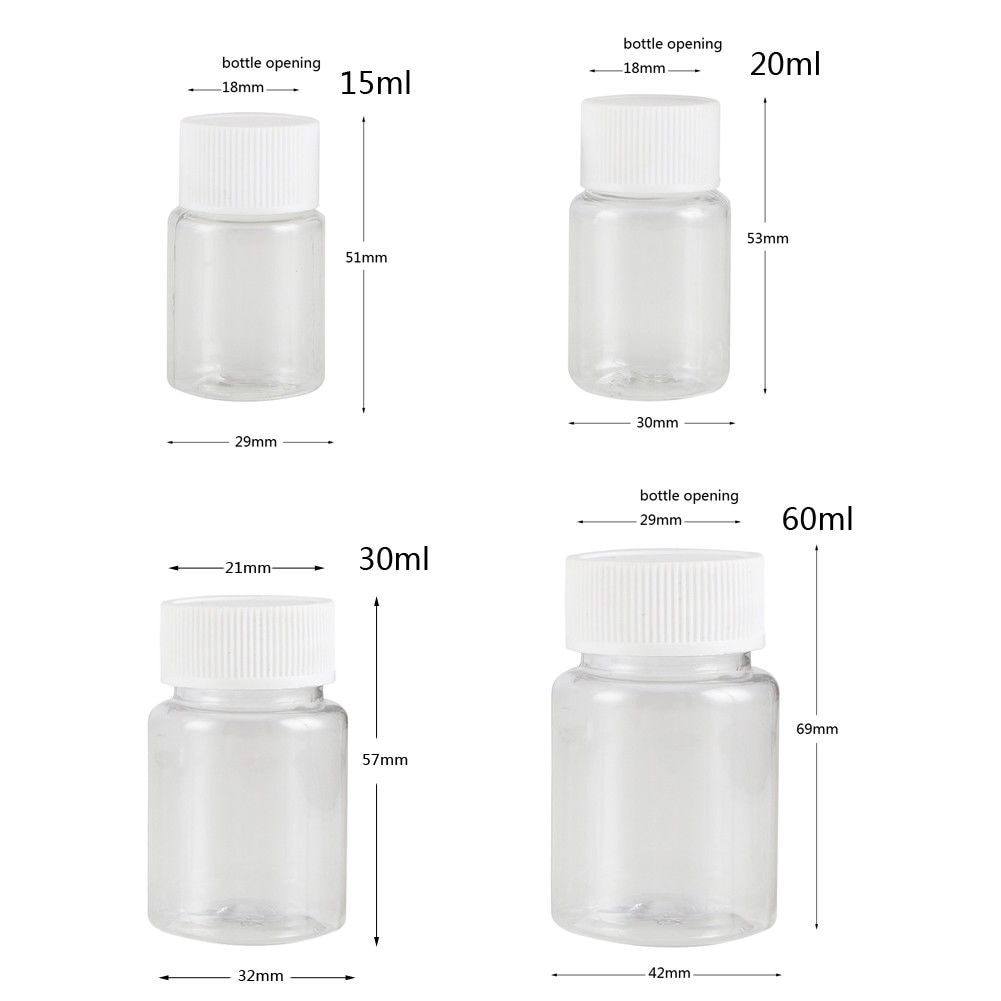 50PCS X 15ml-60ml Clear PET Seal Plastic Empty Liquid Bottles Vial Reagent Sample Container Plastic Cap with Gasket