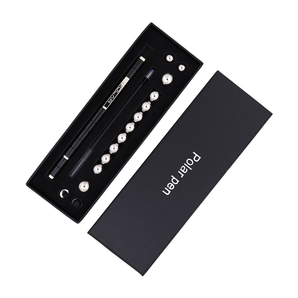 Magnetic Pen Metal Fun Magnet Ink Pen Office Stationery Polar Capacitor Magnet Writing Supplies: S box black