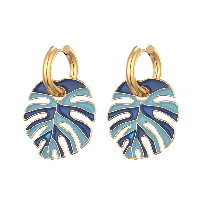 Boucles D'oreilles Vintage En Métal Et émail - Occasion - Style Rétro Coloré - Pour Collection Ou Port Quotidien