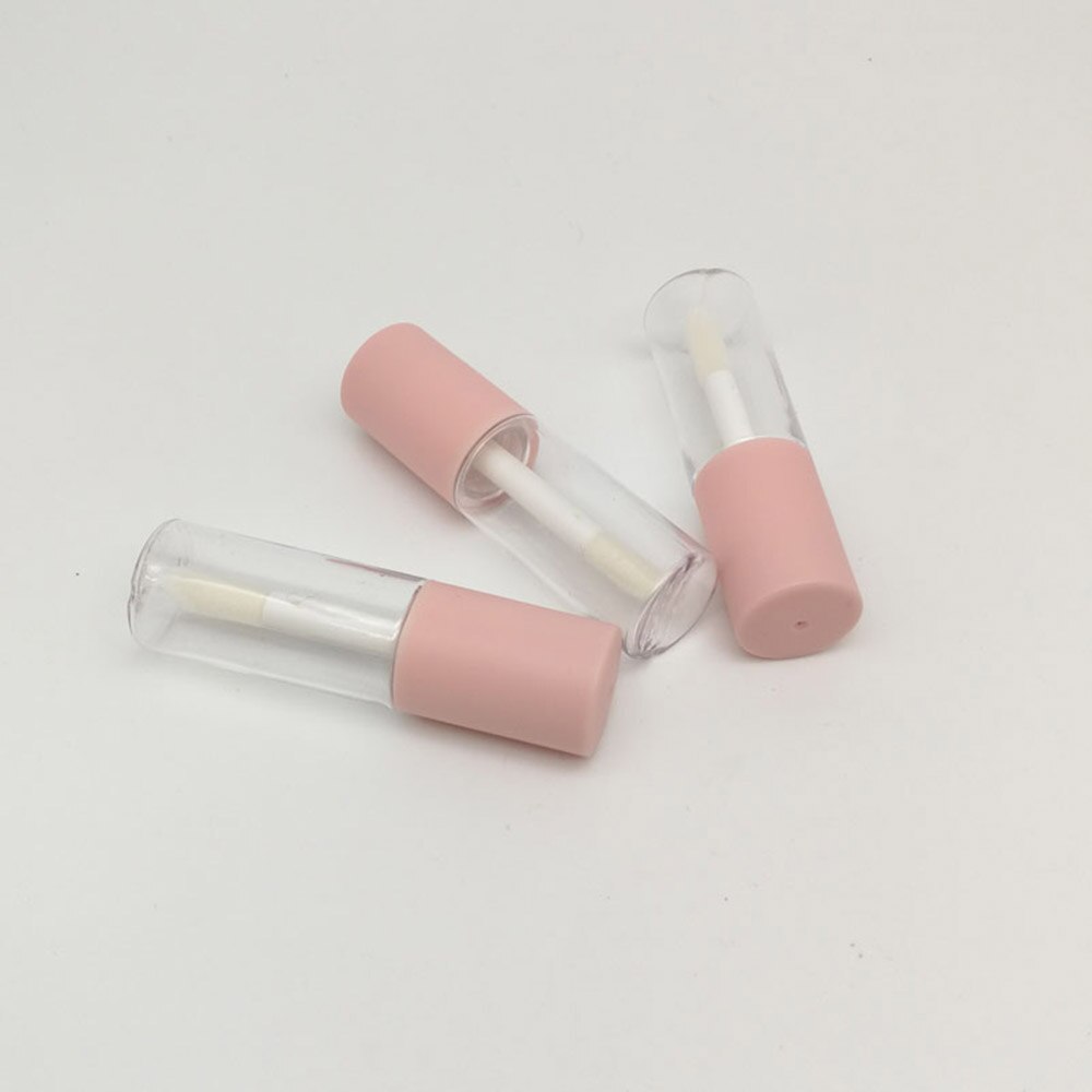 10 stk 4ml lipgloss tomme plastikrør udsøgt mini klar lipgloss gør-det-selv emballagebeholder med pink mat låg