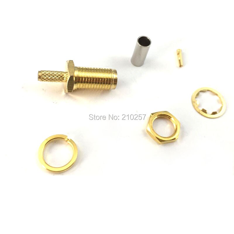 1pc SMA Female Jack Nut RF Coax Connector Crimp for RG316,RG174,LMR100 Cable Straight Goldplated