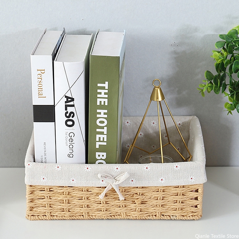 Geweven opbergmanden Rieten mand voor Keukenorganizer Badkamer Organiserende manden Desktop Organizer Container