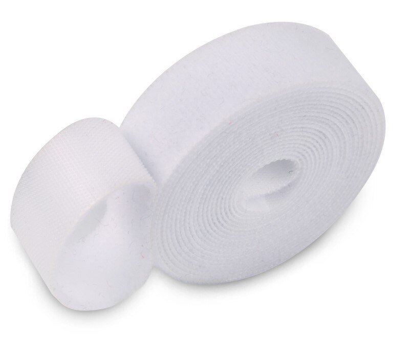 2 meters Reusable Adhesive Closure Tape Back to Strong Hook and Loop Fasteners Cable Ties Curtain Fastener Magic Tape: 20mm White