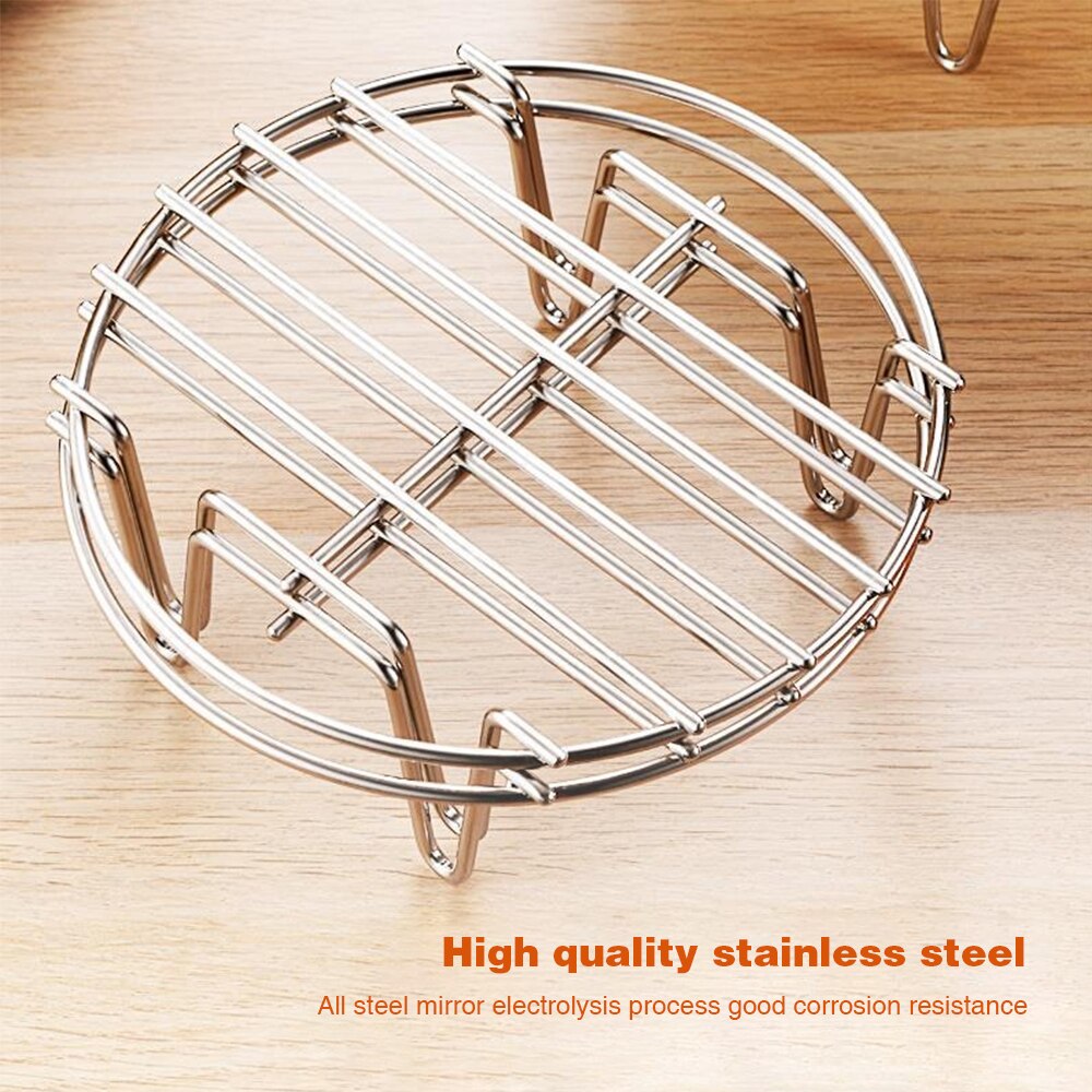 Accesorios reutilizables para freidora de aire, estantes de acero inoxidable para cocinar al vapor, verduras y arroz, utensilios de cocina